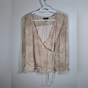Le Chateau Sheer Blouse with Puff Sleeves XS